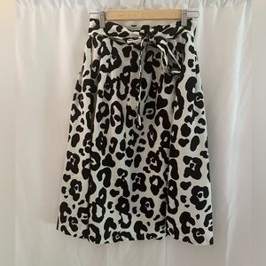 Black and white leopard print midi skirt